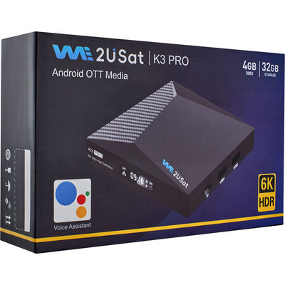 جعبه IPTV اندرویدی سفارشی We2u K3 Pro Lifetime IPTV Box سیاه